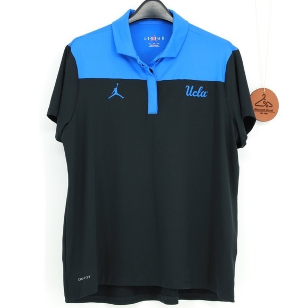 Jordan UCLA Bruins Women XXL Dri-FIT Colorblock Polo Shirt Black Blue DM9181-010